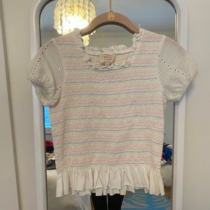 Girls White Smocked Top